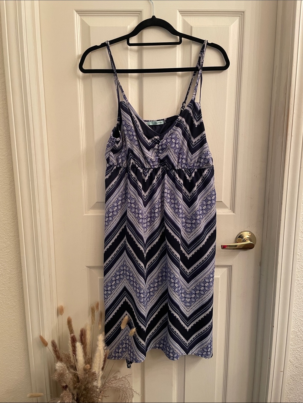 Maurices Navy and Light Purple Chevron Midi Slip Dress